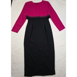 Vintage Donna Morgan Elegant Pink and Black Women's Long Sleeve Dress
